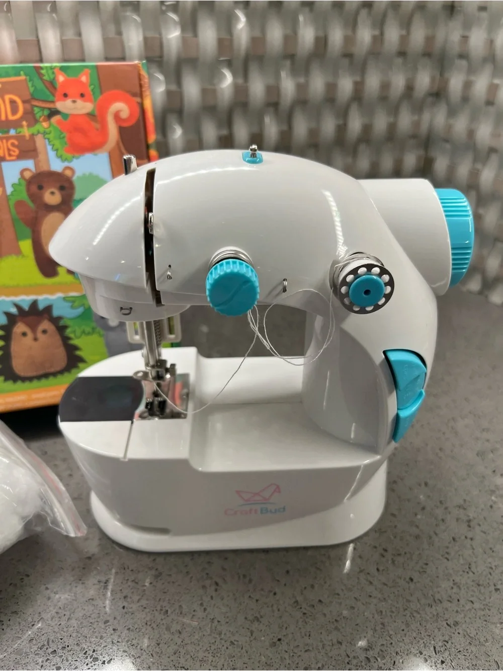 Carter's White & Blue Kids Sewing Machine with Woodland Animals Kit